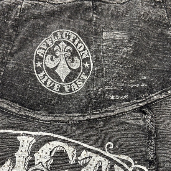 Affliction Women's Charcoal Long Sleeve Tee size small - Picture 10 of 11